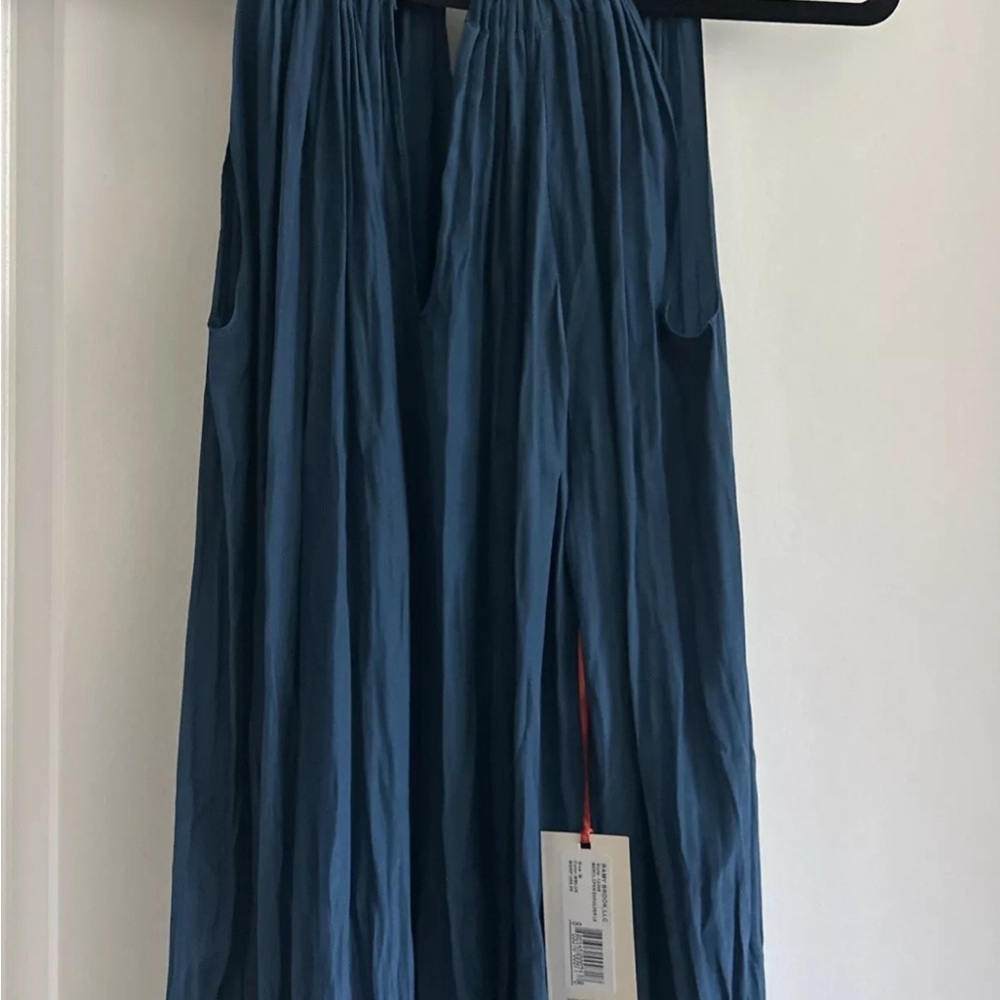 Blue Sleeveless Cold Shoulder Blouse